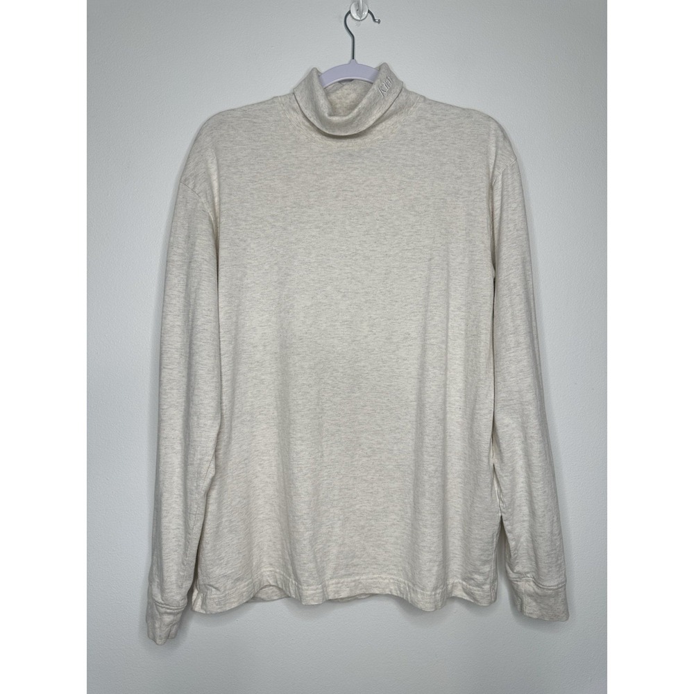 Kith Turtleneck Size M Cream Embroidered Logo spellout Cotton Long Sleeve